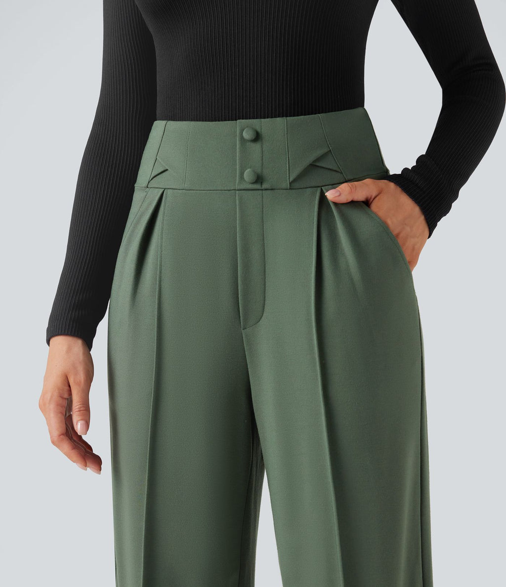 Pantalon tailleur coupe droite taille haute Halara Flex™ avec poches