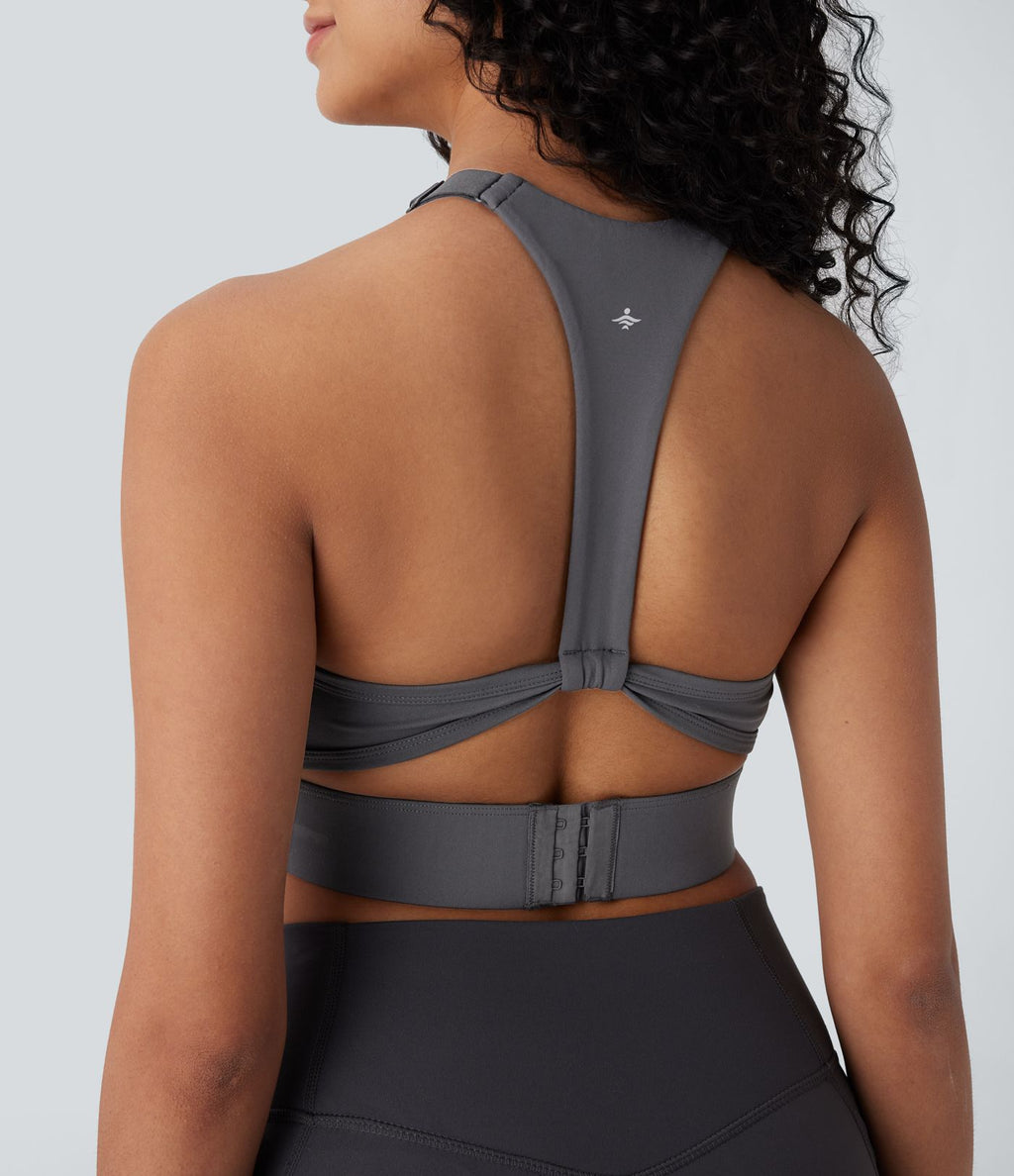 Halara UltraSculpt™ Brassière de sport yoga soutien léger col U dos nu avec crochets ajustables