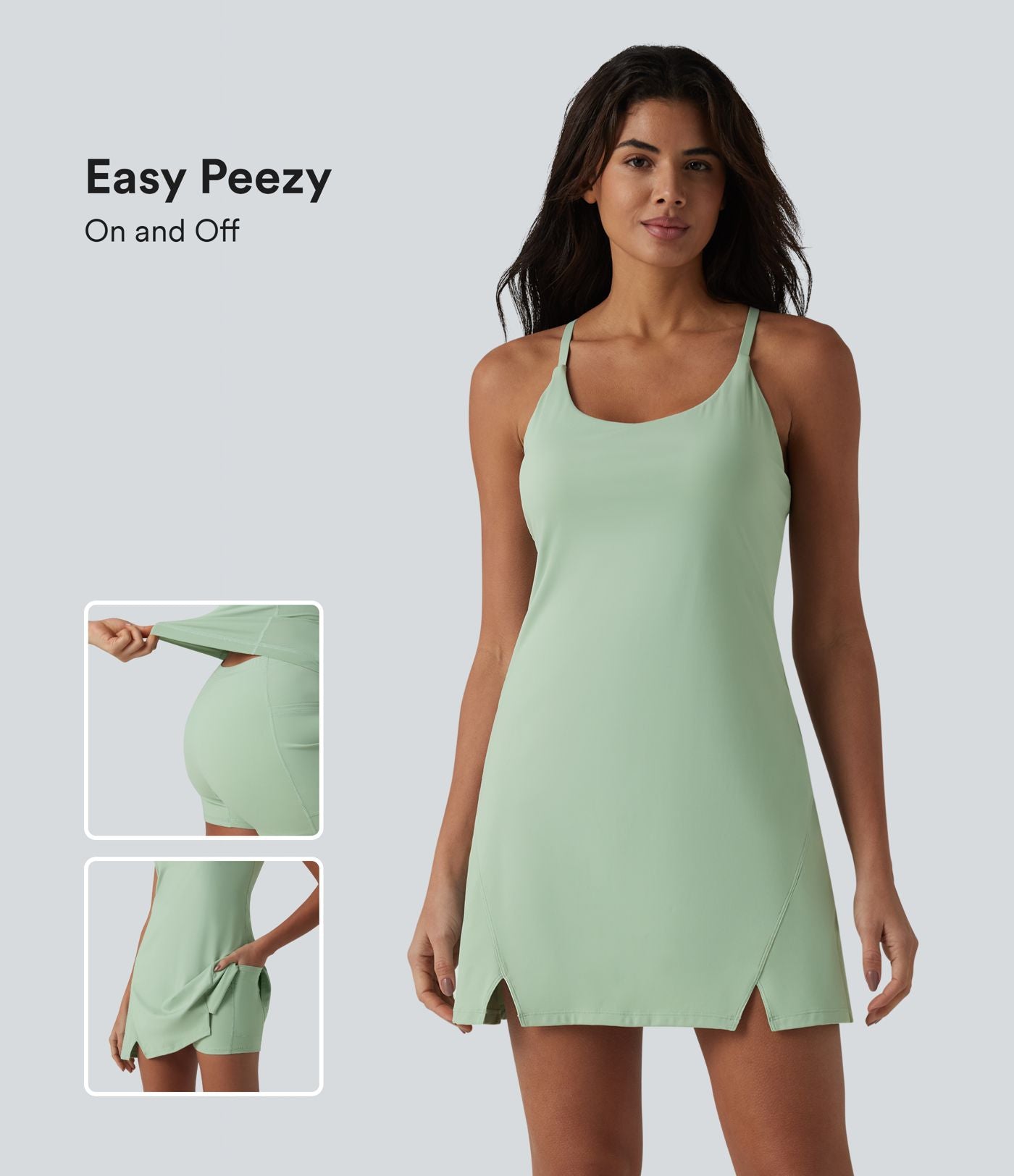 Robe de sport mini SoftlyZero™ Airy 2-en-1 effet frais InstantCool à bretelles, dos nu et poches, accès facile Easy Peasy
