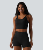 Débardeur de yoga SoftlyZero™ en peluche douce, dos torsadé découpé, col en U et soutien-gorge intégré