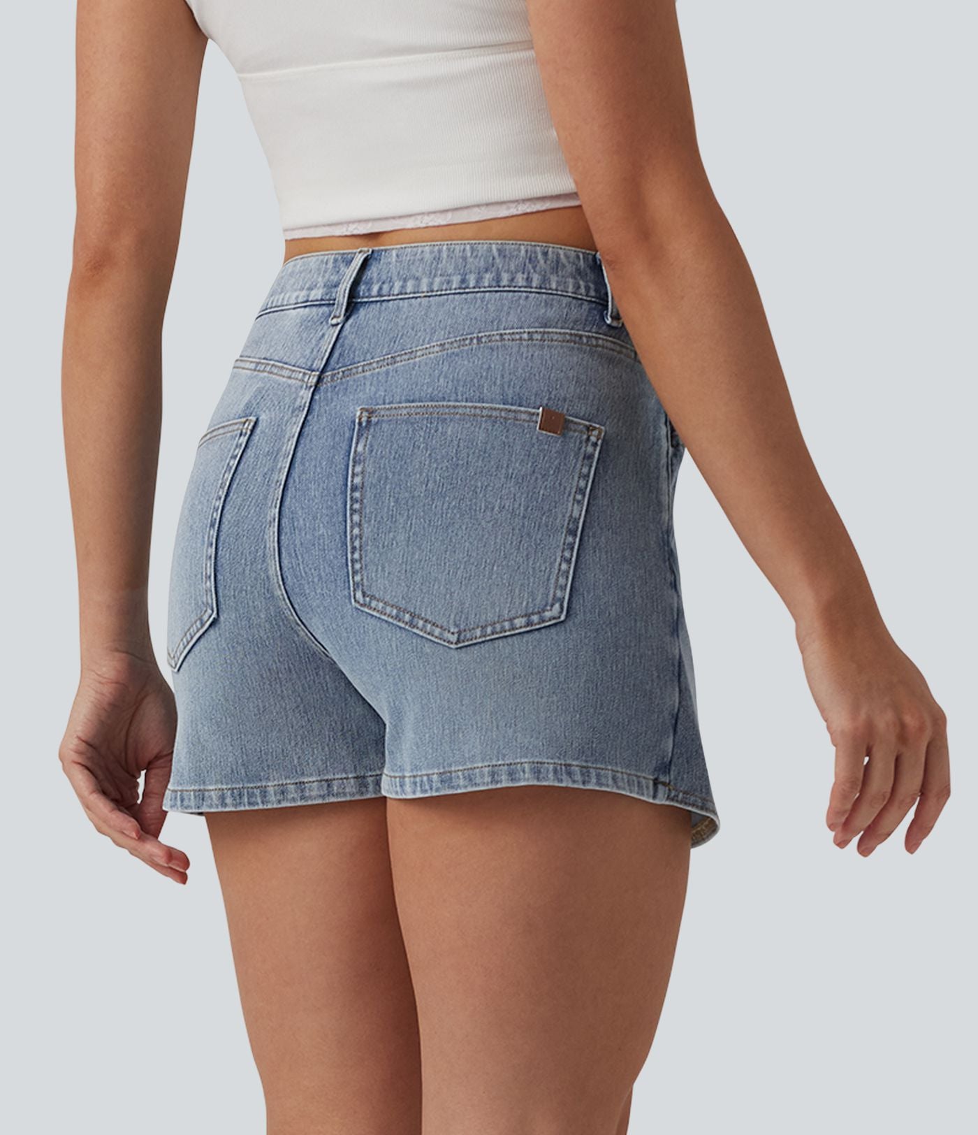 Jupe-short denim Halara Flex™ asymétrique casual taille mi-haute avec poches