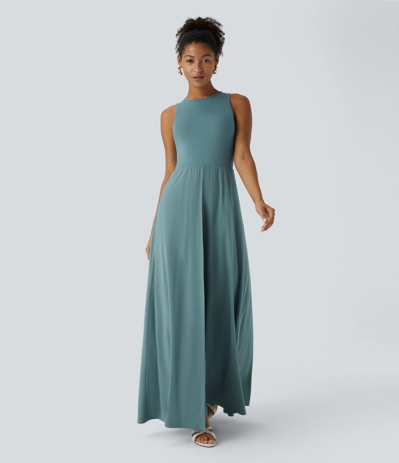 Combinaison Breezeful™ à séchage rapide pour demoiselles d'honneur et invitées de mariage, sans manches, avec fermeture éclair, poches latérales et détails contrastés
