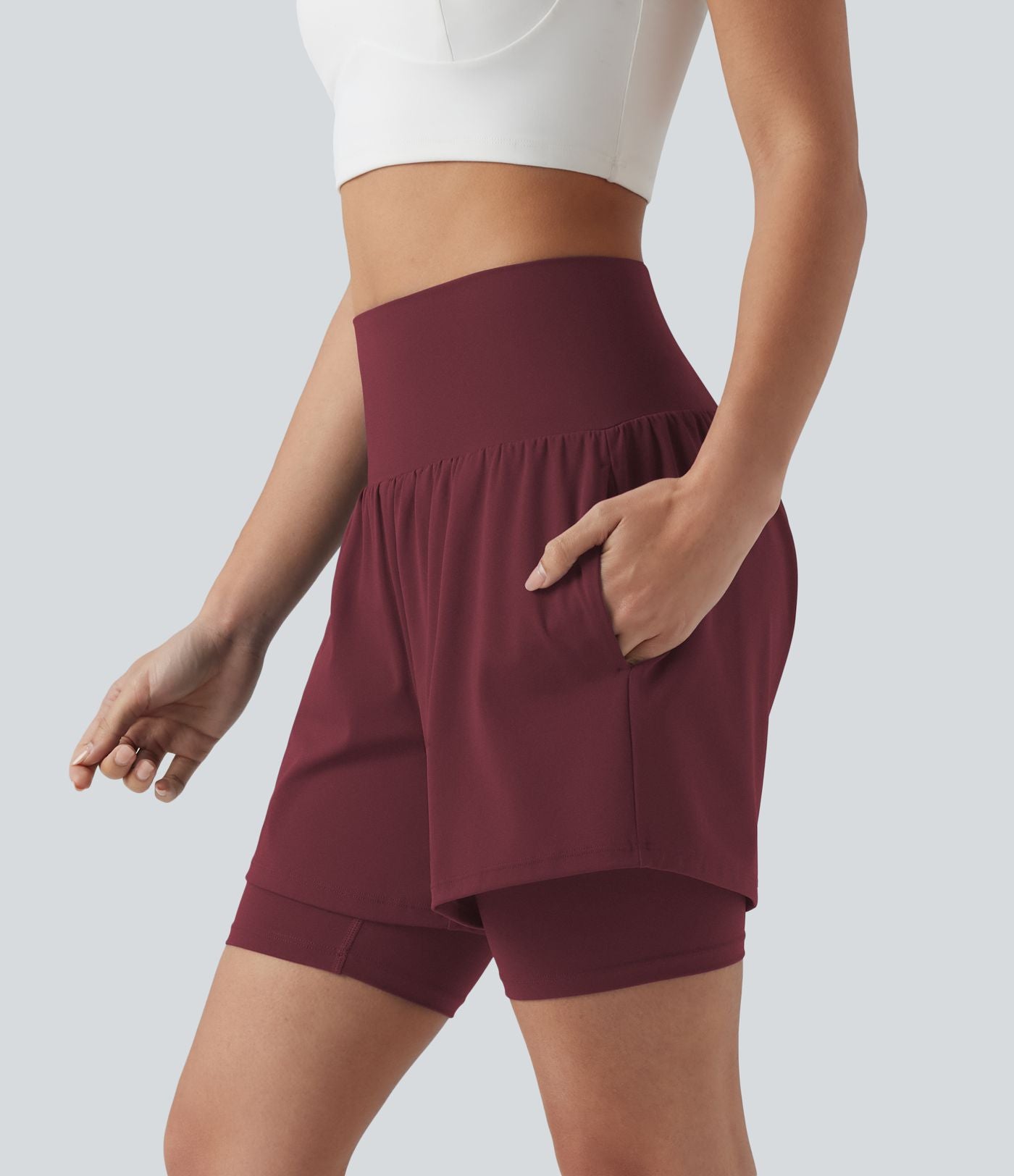 Short de yoga SoftlyZero™ Airy 2-en-1 taille ultra-haute effet frais InstantCool 17,5 cm avec poches