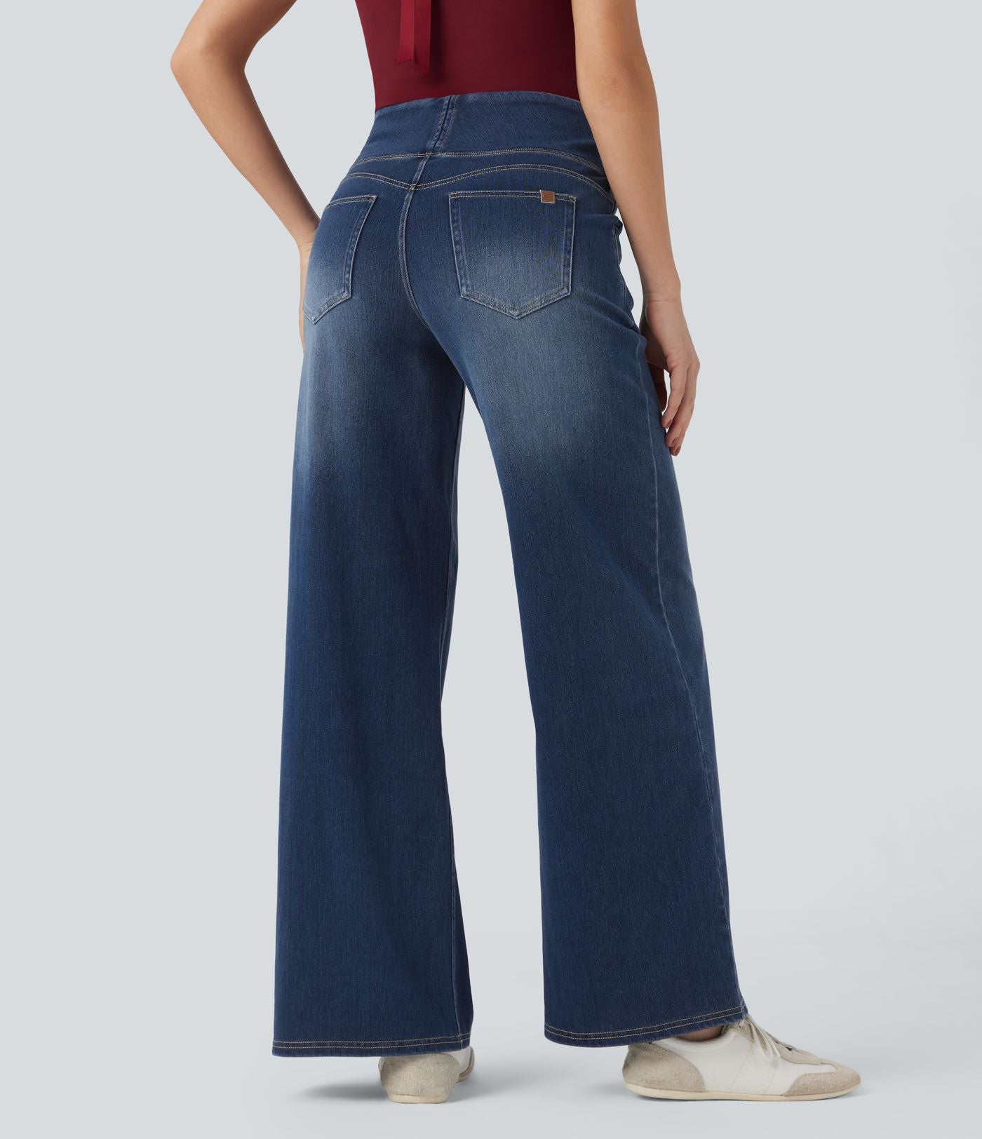 Jean décontracté ample gainant taille mi-haute avec poches Halara Flex™