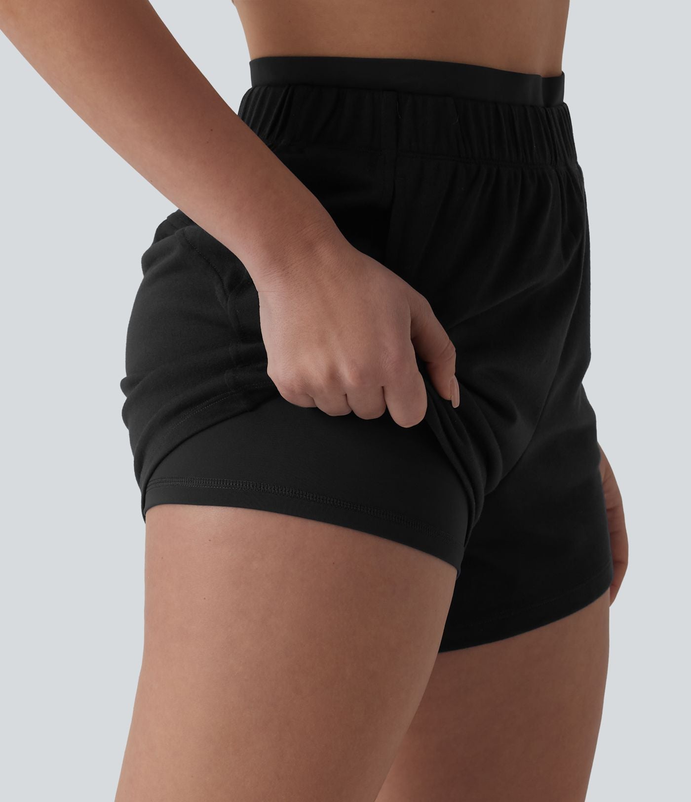 Short sweat décontracté 2 en 1 taille haute 10 cm avec poches