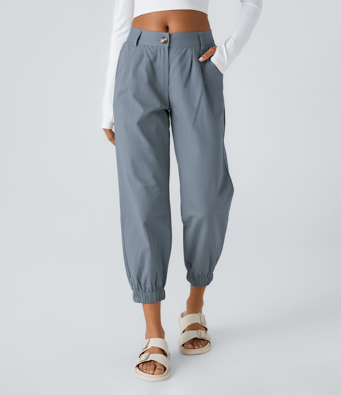 Joggings décontractés à taille mi-haute avec poches