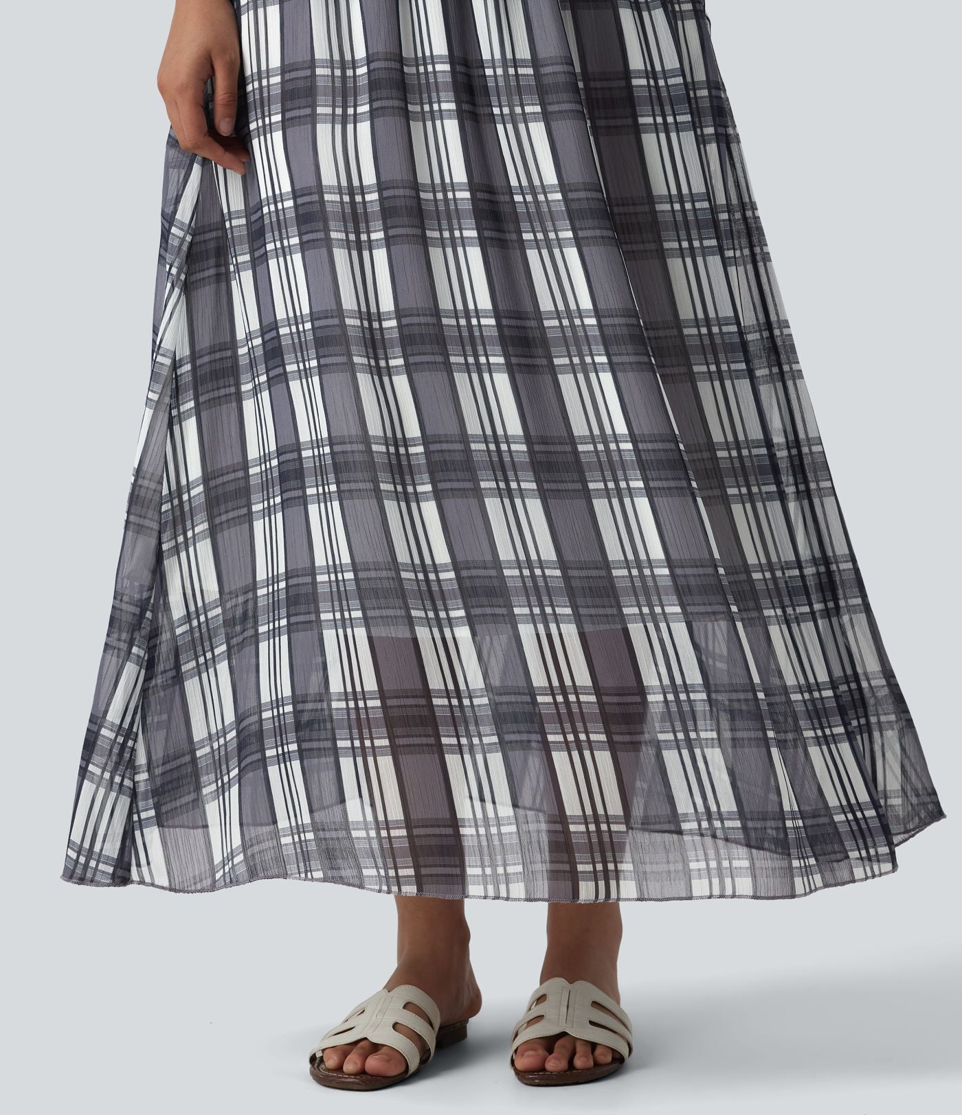 Jupe midi fluide décontractée taille haute avec poches