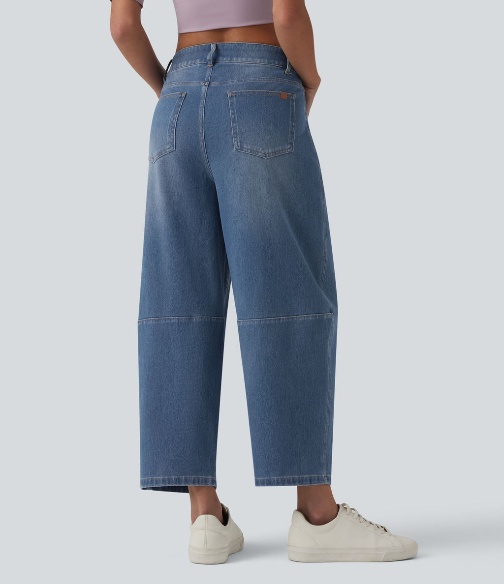 Jean Barrel 7/8 taille basse Halara Flex™ avec poches zippées