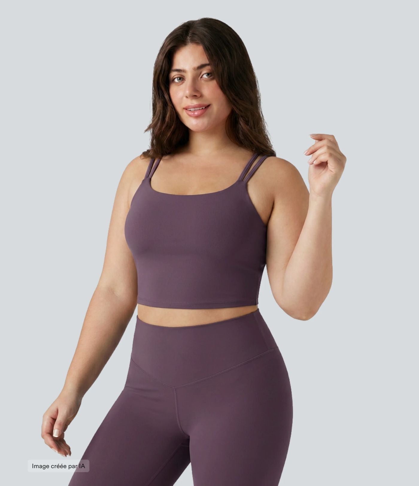 Débardeur de yoga court grande taille Halara UltraSculpt™ torsadé dos nu avec doubles bretelles et brassière intégrée