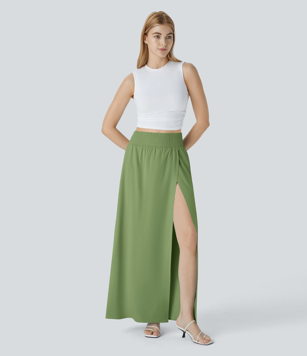Jupe Maxi Fluide Breezeful™ 2 en 1 à Taille Haute avec Fente, Poches Latérales et Séchage Rapide