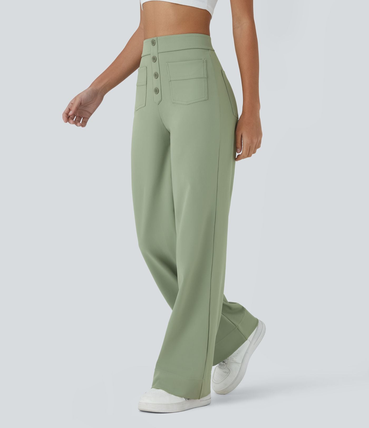 Pantalon taille haute coupe droite DayStretch avec poches