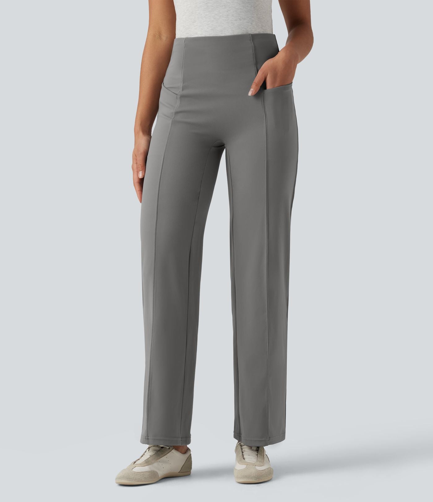 Pantalon bootcut décontracté DayStretch gainant taille haute avec poches