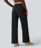 Pantalon de yoga large gainant taille haute avec poches