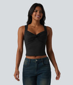 Débardeur casual slim torsadé col cœur