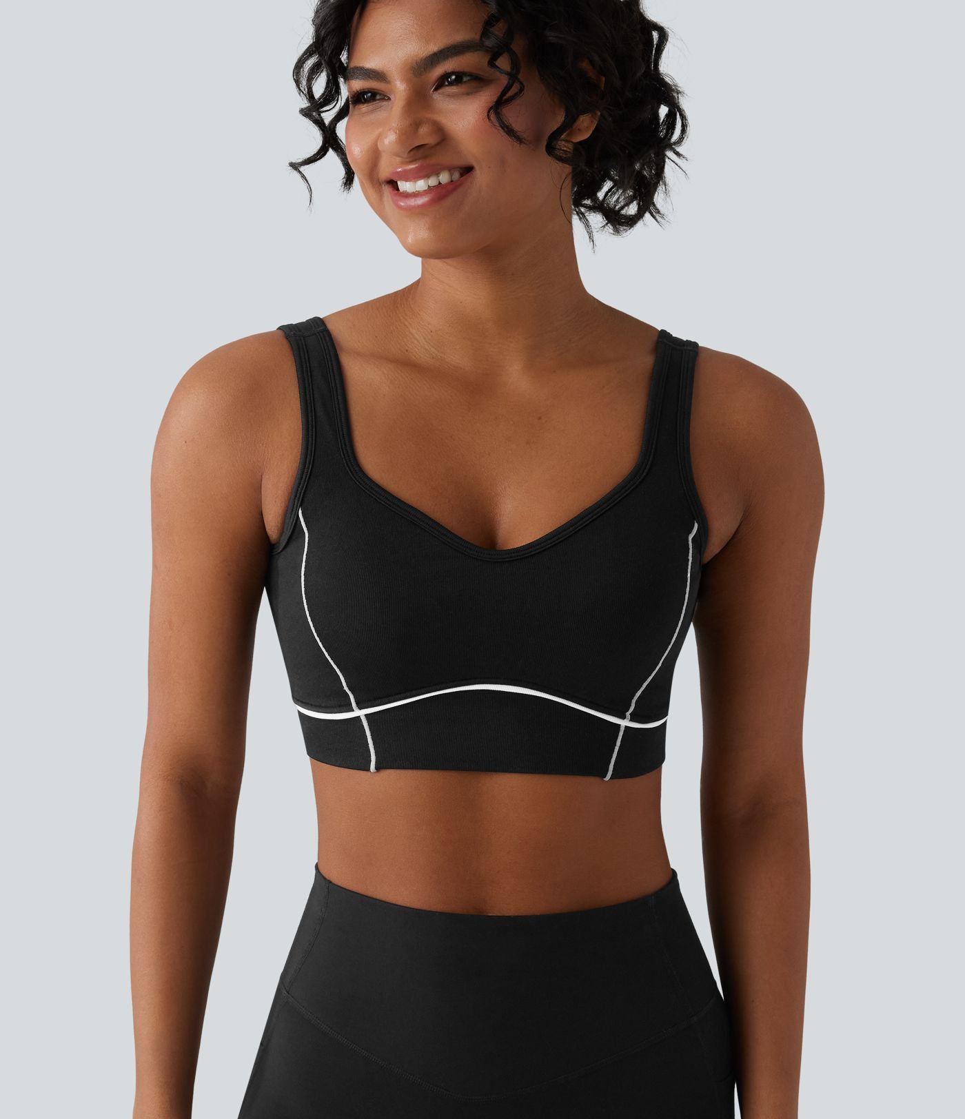 OneForm Brassière de sport de tennis sans coutures maintien léger dos nu color block soutien-gorge intégré