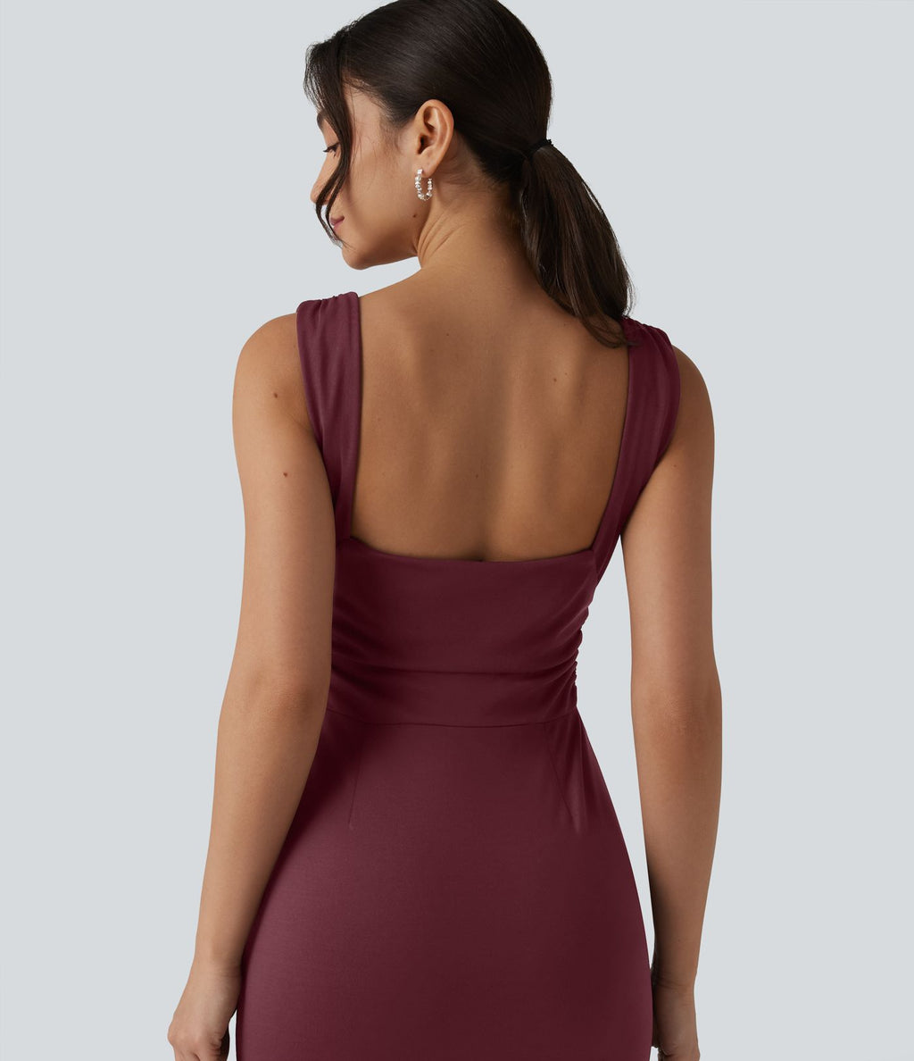 Robe maxi moulante col V avec soutien-gorge intégré
