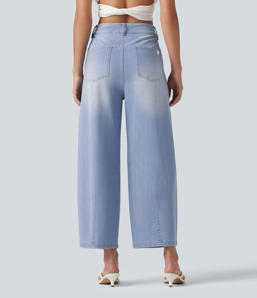 Jean Barrel 7/8 décontracté taille mi-haute avec poches Halara Flex™