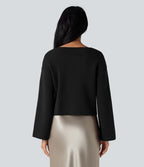 Cardigan tailleur col V manches raglan longues coupe décontractée