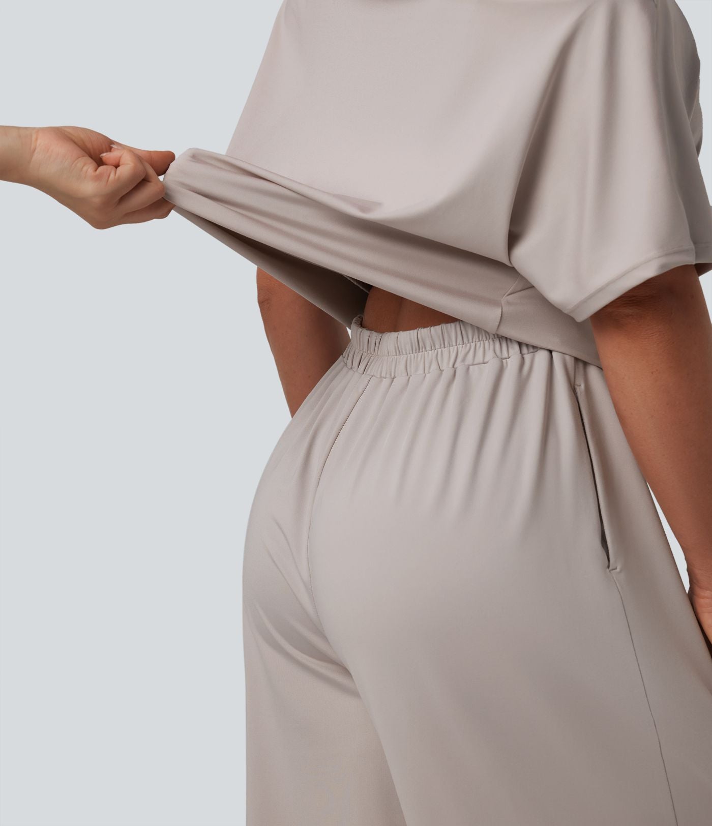 Combinaison casual asymétrique manches courtes avec poches et fente - Easy Peasy