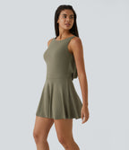 Robe Sport de Danse Mini 2 en 1 Dos Drapé à Crochet G avec Poches Latérales