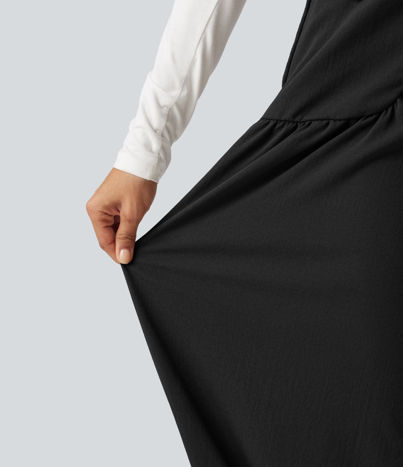 Jogging baggy taille haute effet lin froncé avec poches