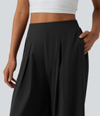 Pantalon large fluide resort plissé taille haute séchage rapide Breezeful™ avec poches