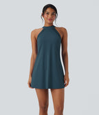 Robe de yoga courte 2-en-1 dos nu à nouer Softlyzero™ Airy Cool Touch avec poche latérale - UPF50+