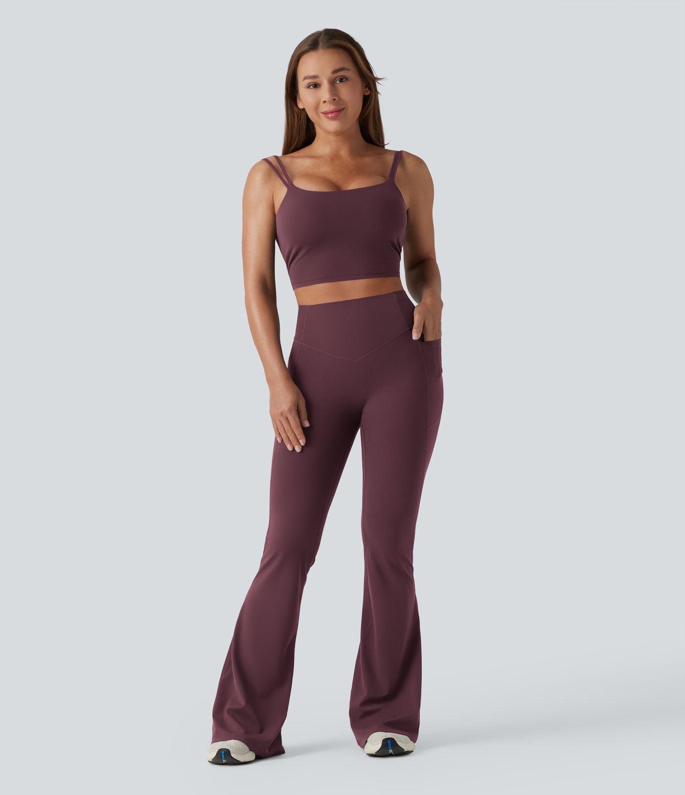 Halara UltraSculpt™ Legging yoga évasé gainant push-up taille haute à fronces avec poches