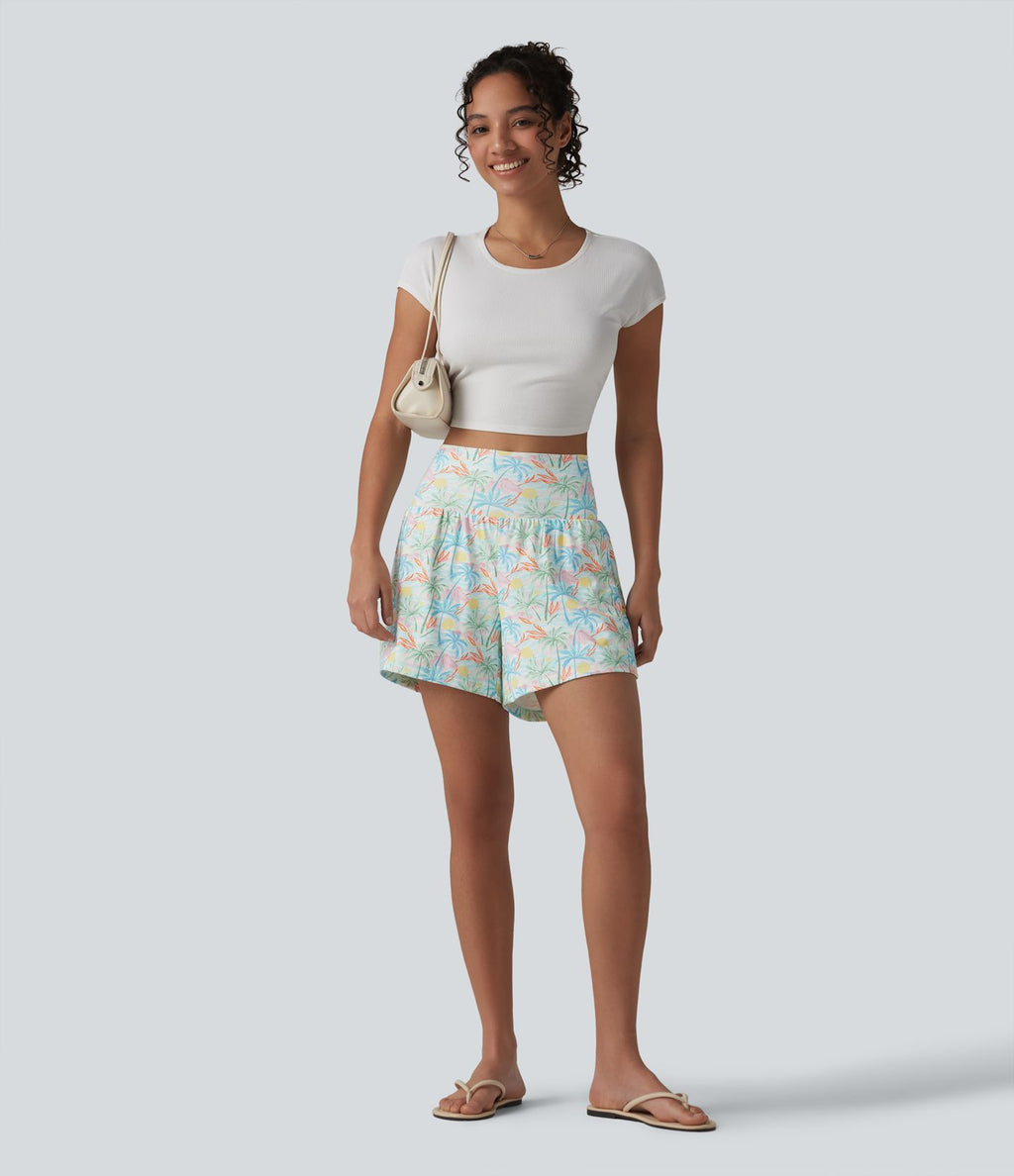 Short hawaïen 2 en 1 taille haute 12,5 cm avec poches