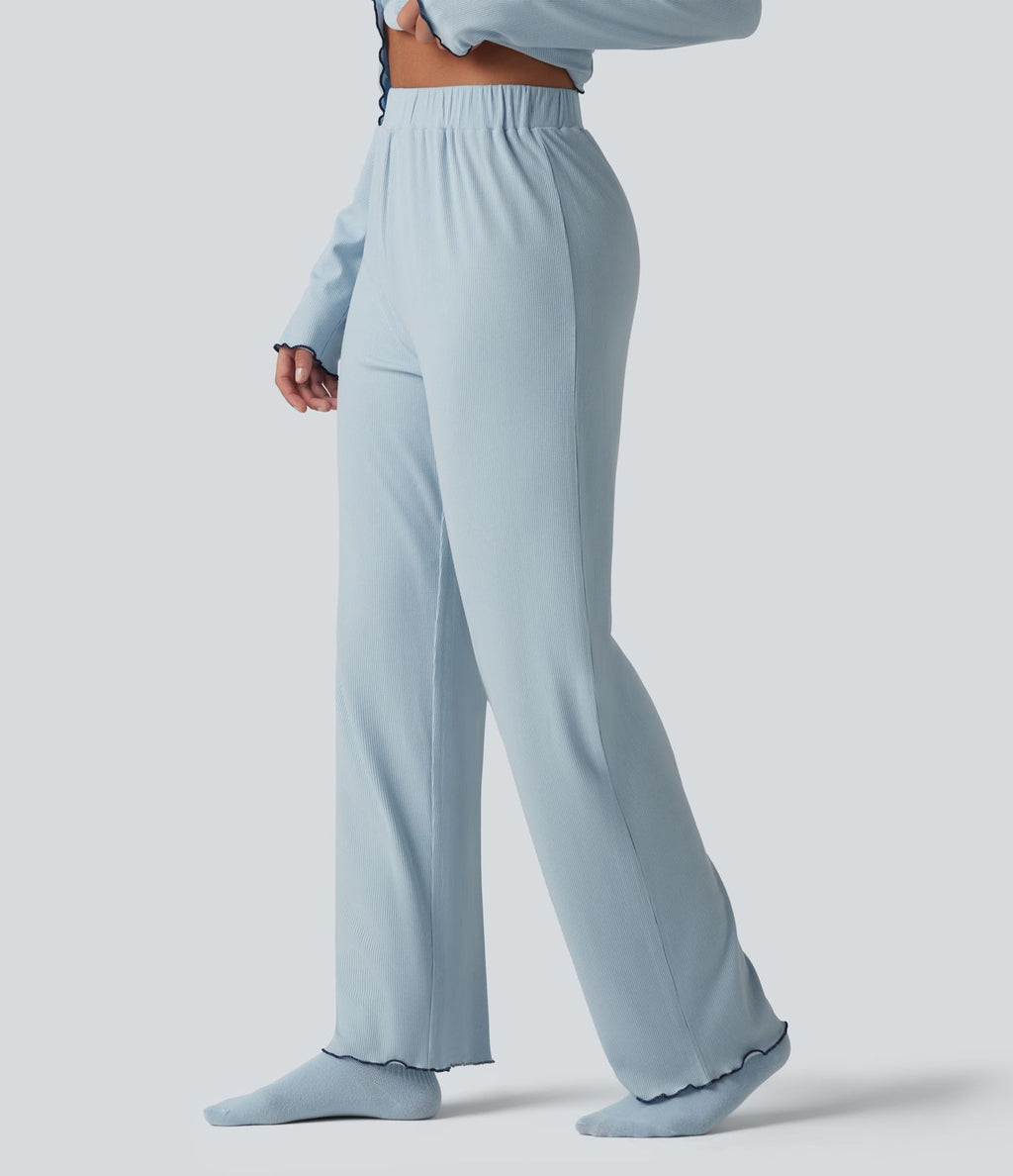 Pantalon d’intérieur taille haute ourlet à volants