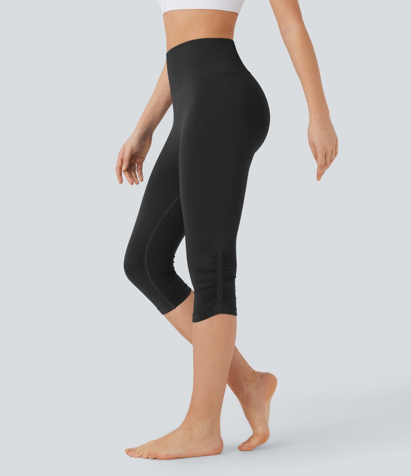 Legging yoga pedal pusher taille haute froncé sans couture OneForm Seamless Flow
