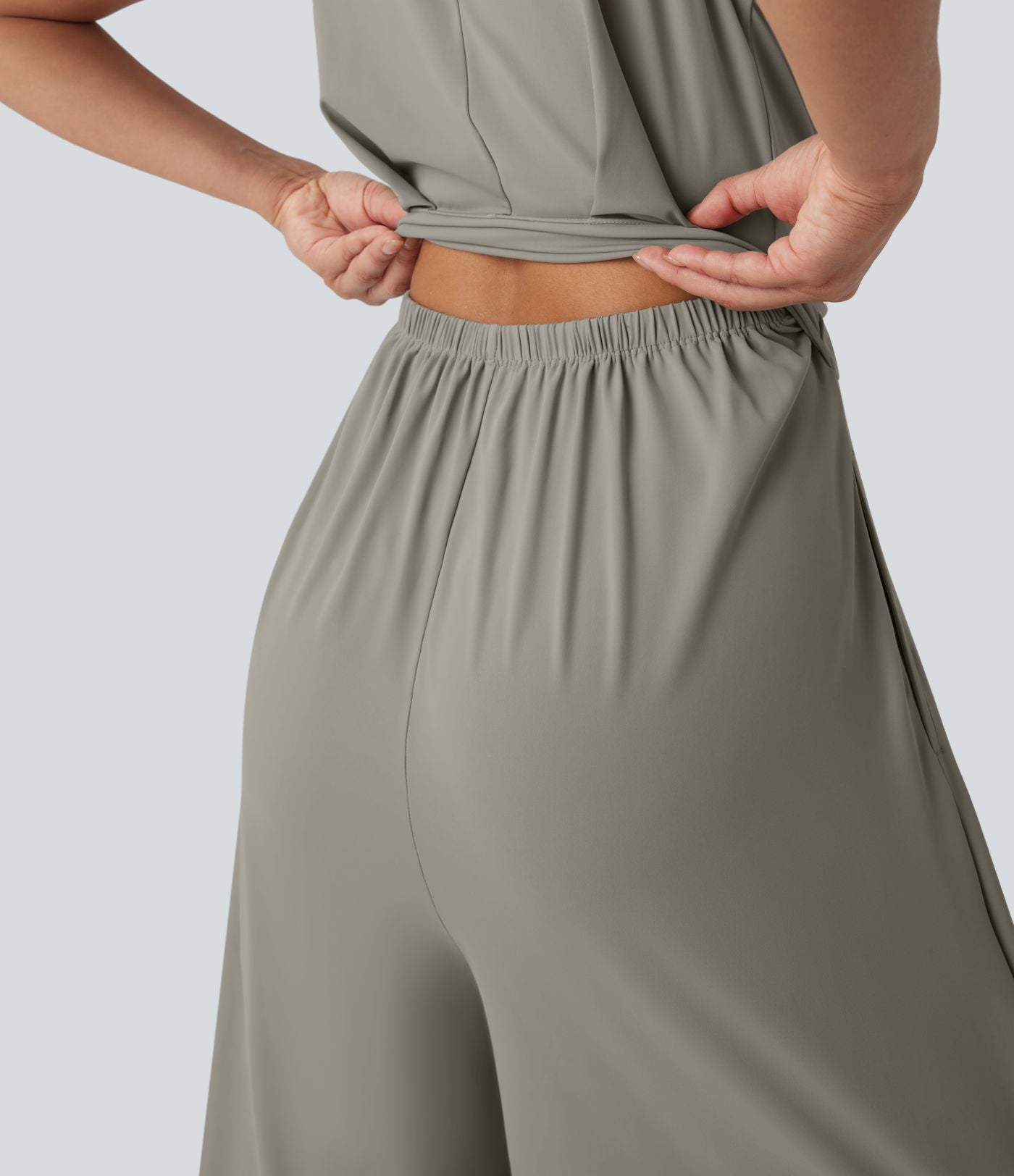Softlyzero™ Quickdry col rond sans manches dos ajouré avec poche latérale combinaison de yoga - Édition Easy Peasy