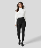 Pantalon ajusté taille haute zippé avec poches