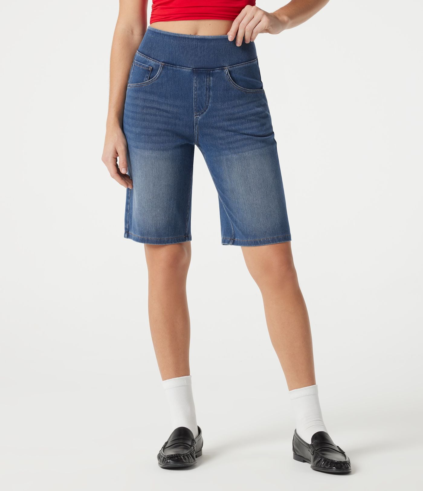 Halara Flex™ Bermuda casual en jean taille haute avec poches