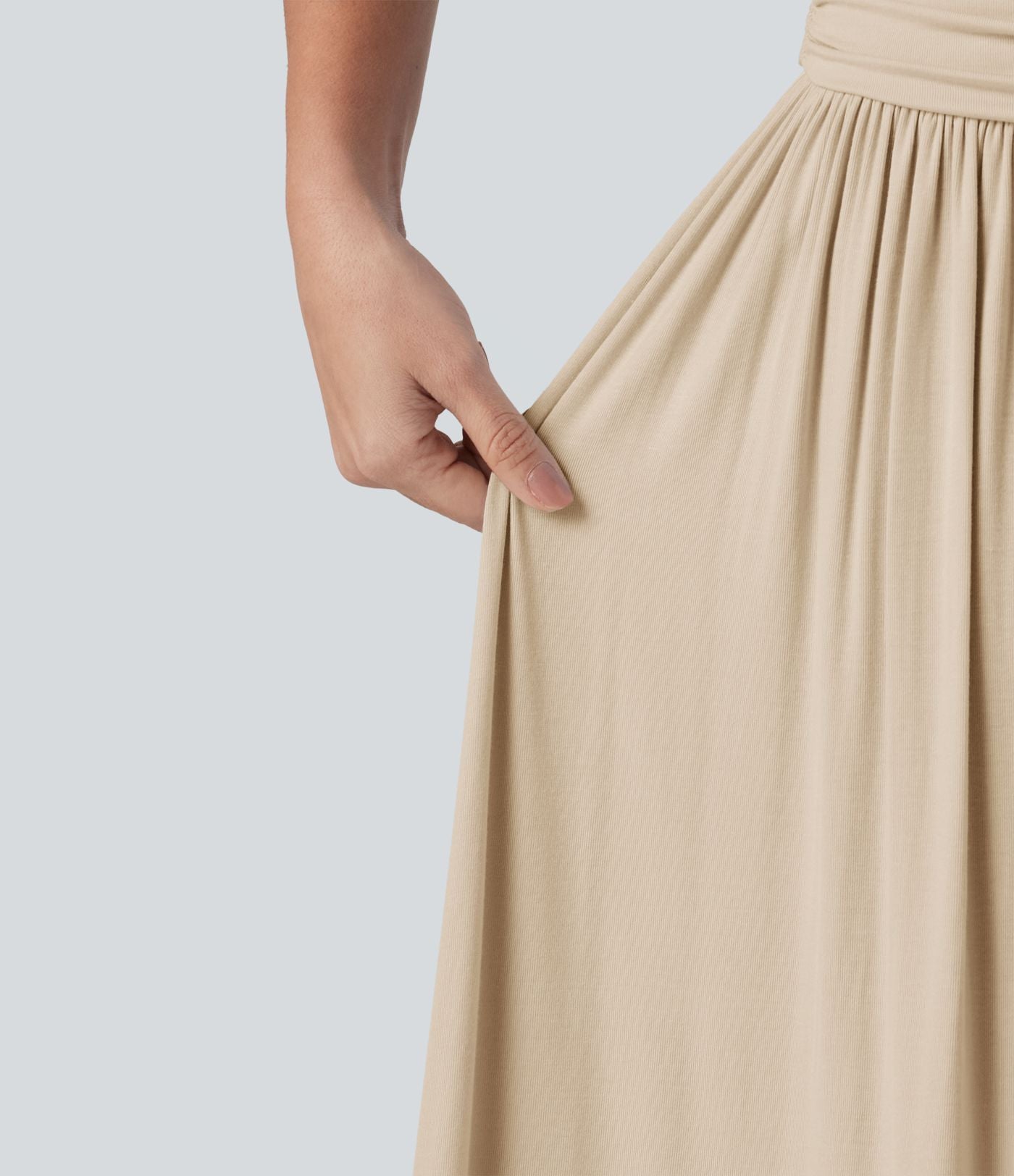 Jupe longue fluide froncée taille haute