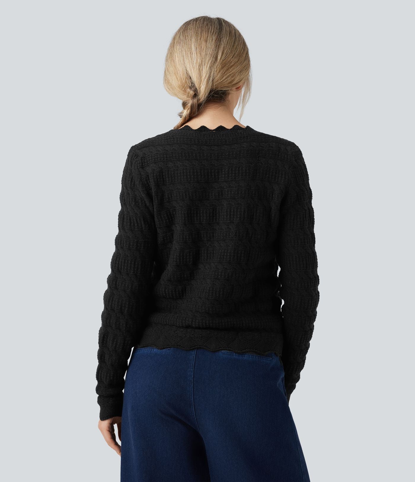 Cardigan décontracté maille pull col V manches longues