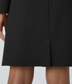 Robe de travail mini ajustée col rond à épaulettes à manches longues et ourlet