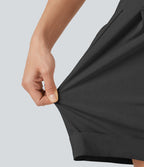 Short ample taille haute décontracté en lin stretch 10 cm avec poches