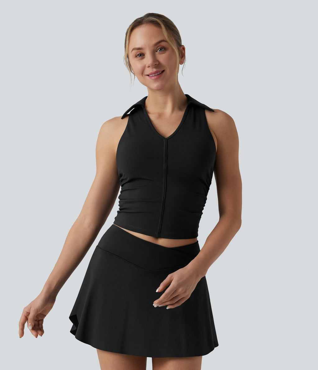 Haut de sport tennis SoftlyZero™ Airy dos nageur à fronces effet frais InstantCool, protection solaire UPF50+