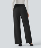 Pantalon tailleur coupe droite taille haute Halara Flex™ avec poches