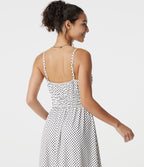 Robe nuisette midi fluide à pois avec lien à nouer à l’avant