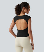 Débardeur de yoga SoftlyZero™ Airy col bateau ajouré froncé effet frais InstantCool avec brassière intégrée