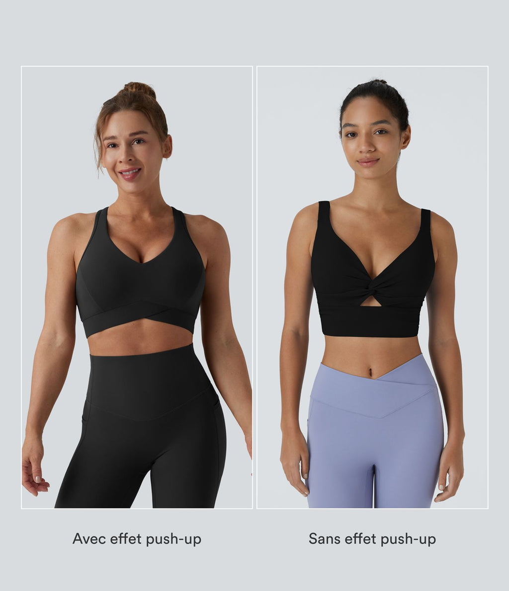 Brassière de sport running Halara UltraSculpt™ maintien léger col V dos nageur bonnets E-G