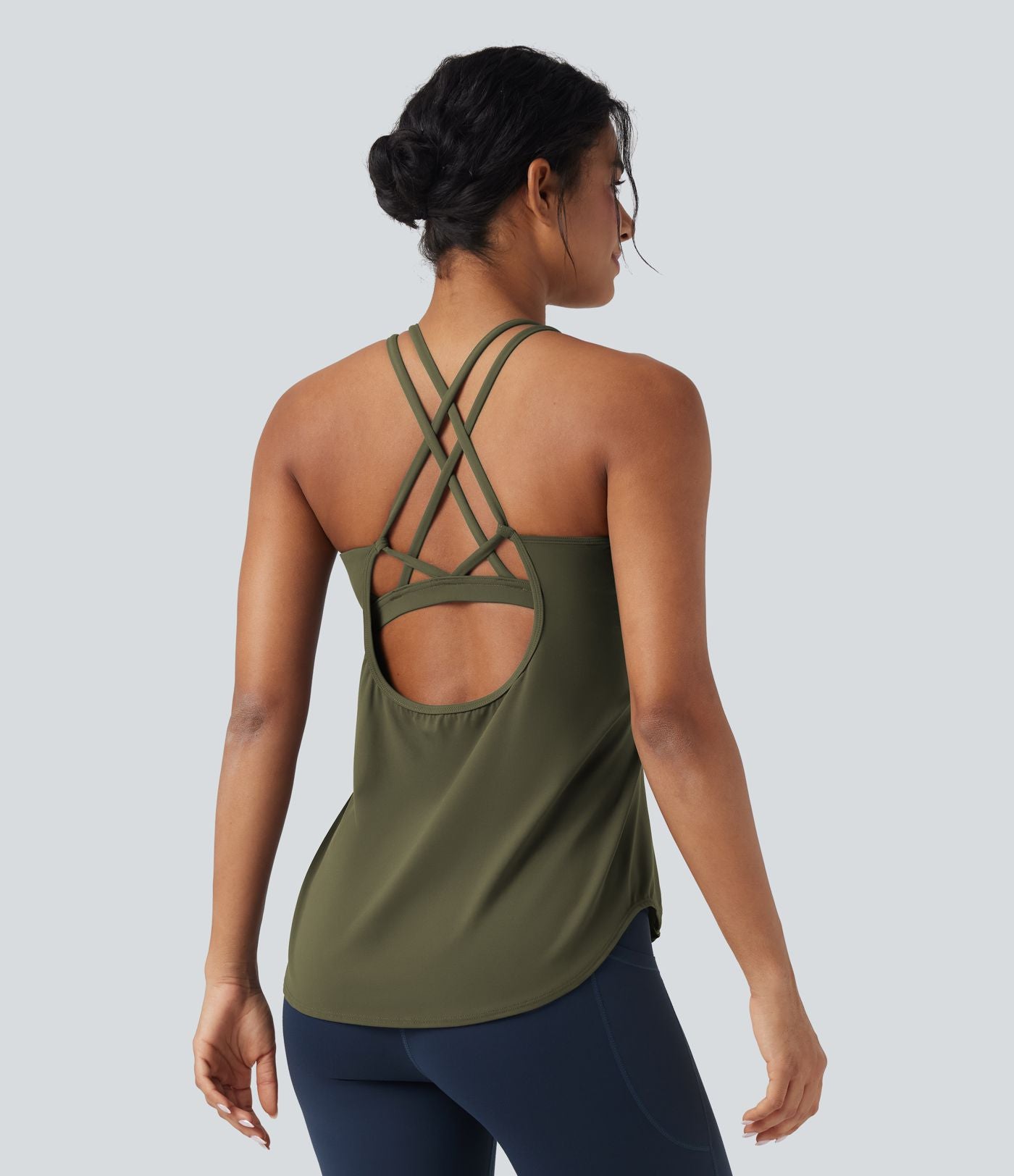 Débardeur running Halara UltraSculpt™ col rond dos croisé bonnets E-G
