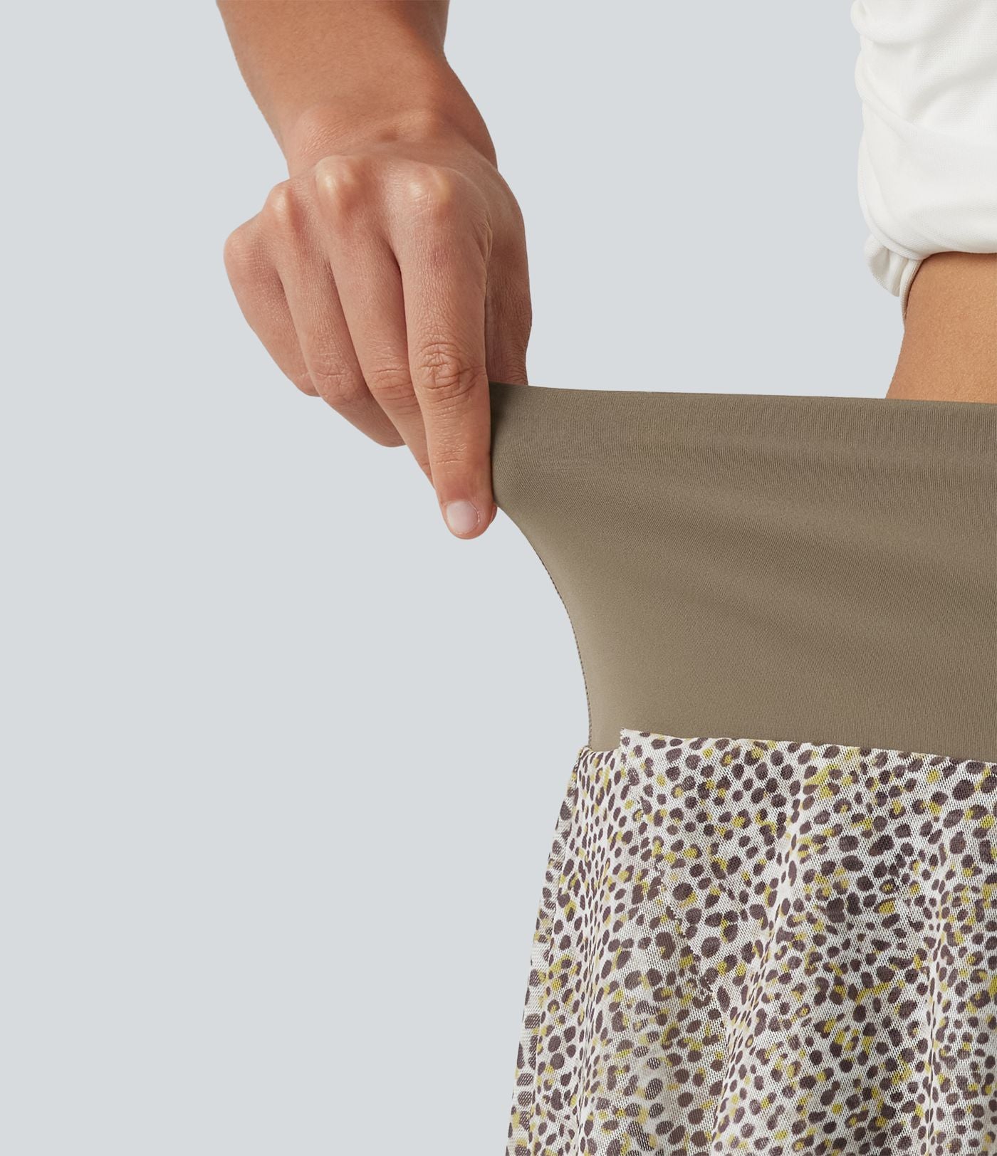 Jupe longue en mesh imprimé léopard taille haute asymétrique à volants 2 en 1
