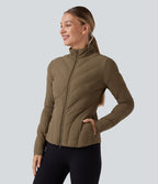 PuffFlex Veste matelassée casual extensible à col montant et manches longues avec poches