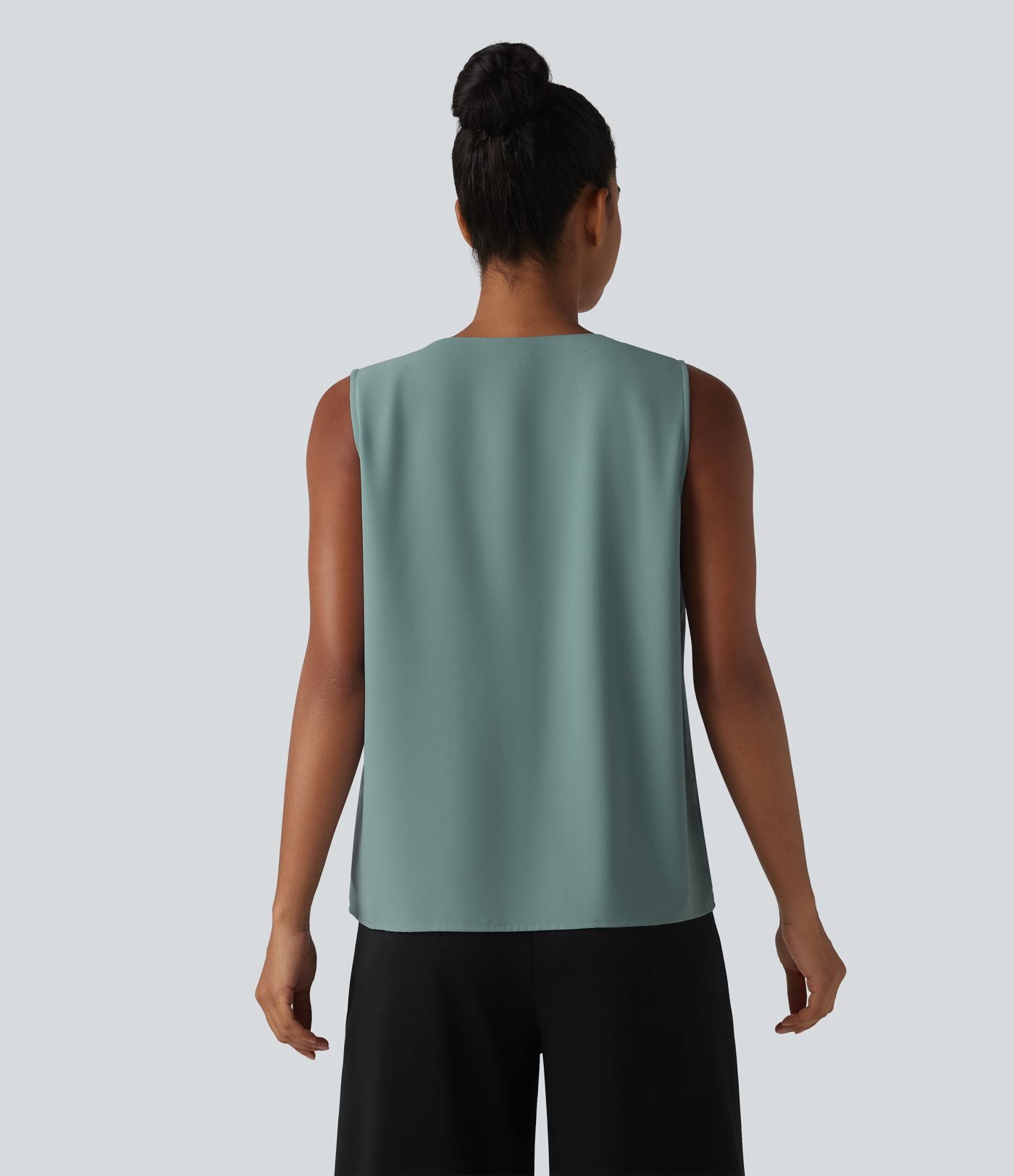 Blouse esprit bureau oversize défroissage facile, sans manches et col V