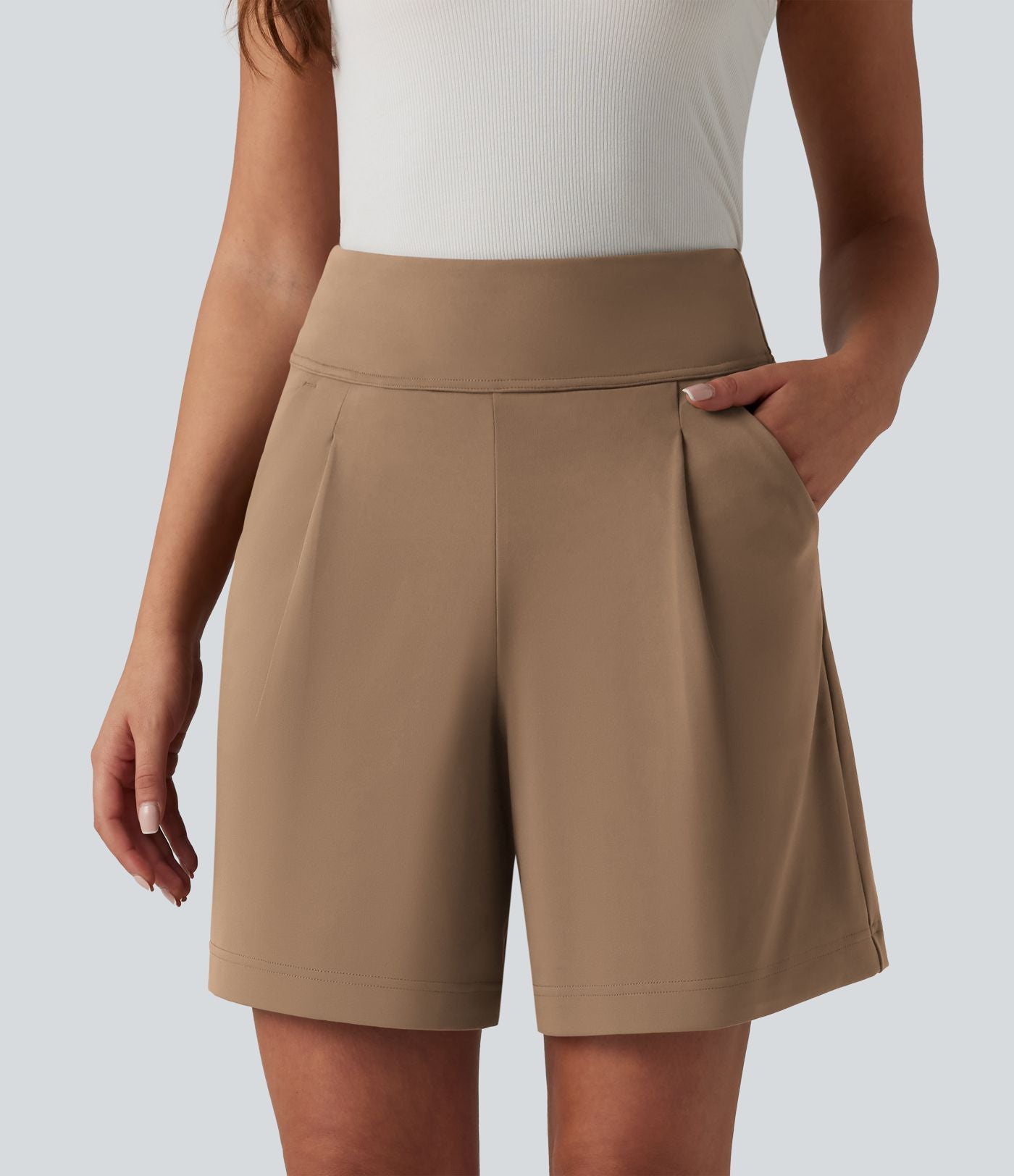 Short tailleur ample DayStretch taille haute 17,5 cm avec poches