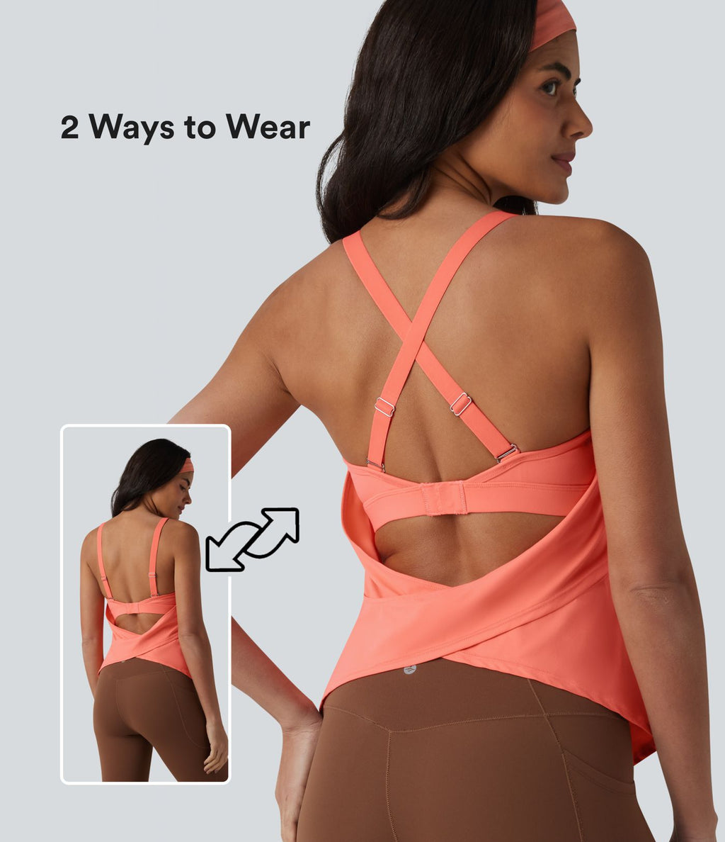 Halara UltraSculpt™ Débardeur d'entraînement dos nu croisé avec boucle ajustable et soutien-gorge intégré
