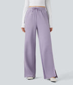 Pantalon décontracté taille haute avec cordon de serrage et poches